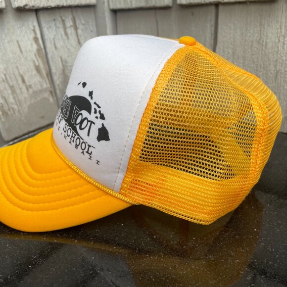 Goofy Foot Surf School Maui Hawaii Yellow Mesh Trucker hat. - Picture 4 of 9